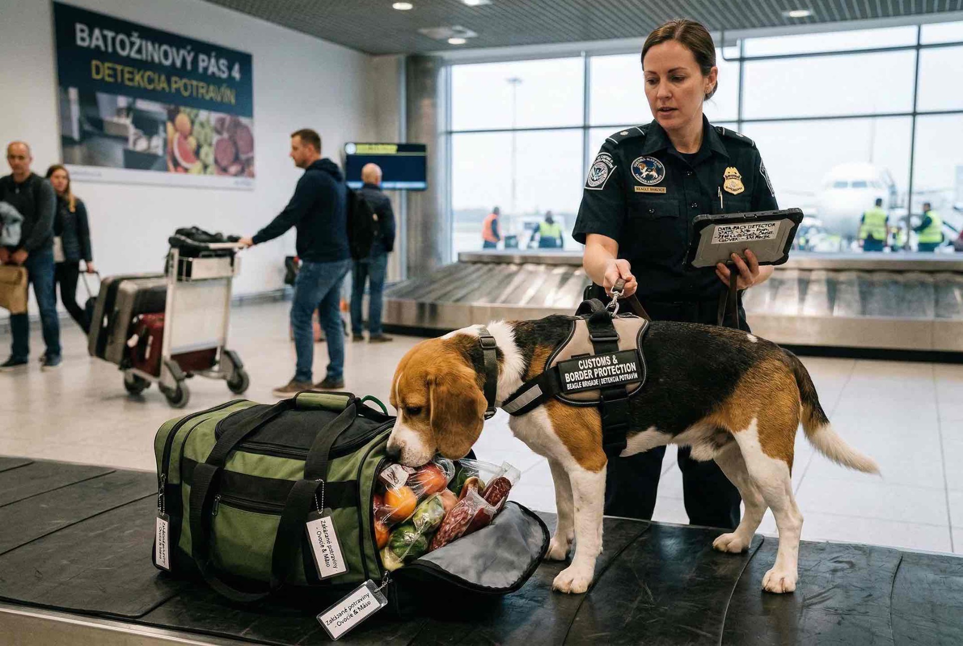 Bígl je vďaka svojmu nosu využívaný aj na letiskách