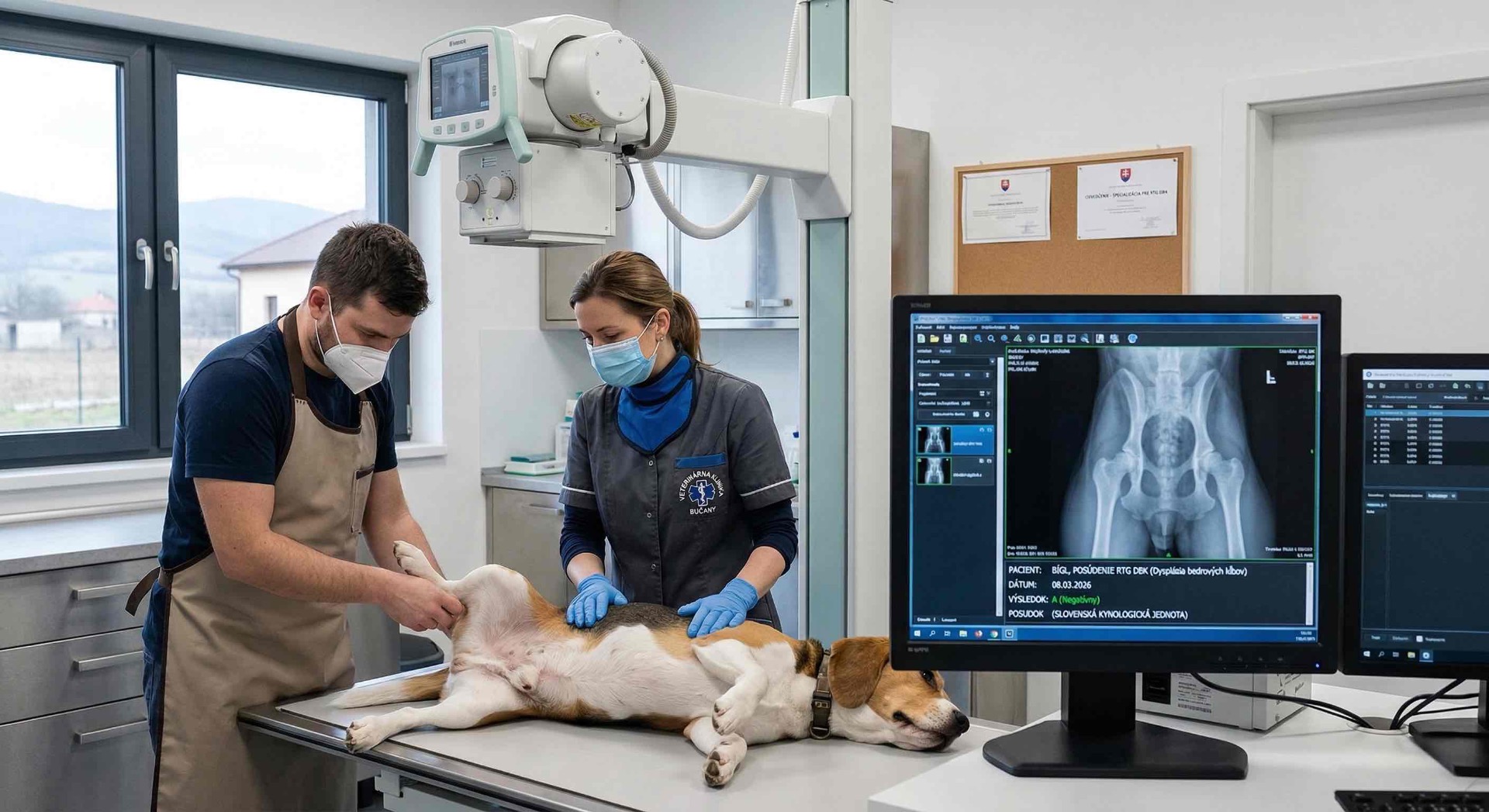 vyšetrenie RTG DBK u bígla