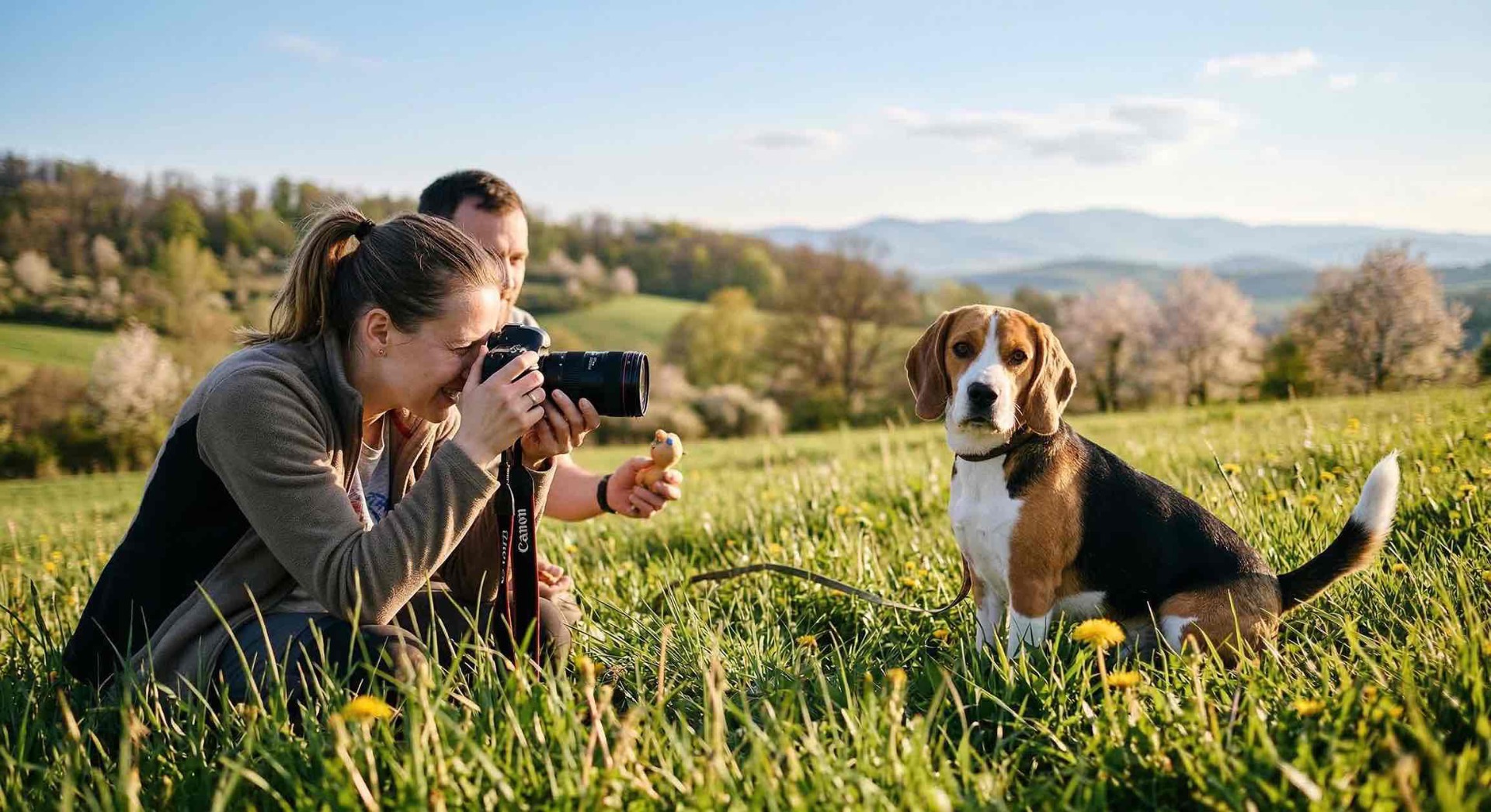technika fotenia psa, na úrovni očí
